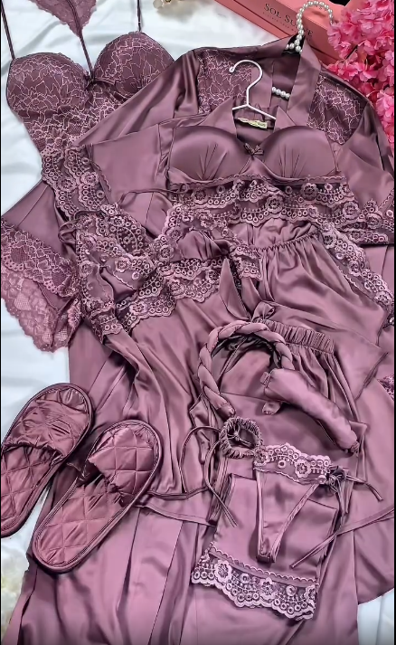 10 Pcs Luxury Silk Bridal Nightwear Set for Women