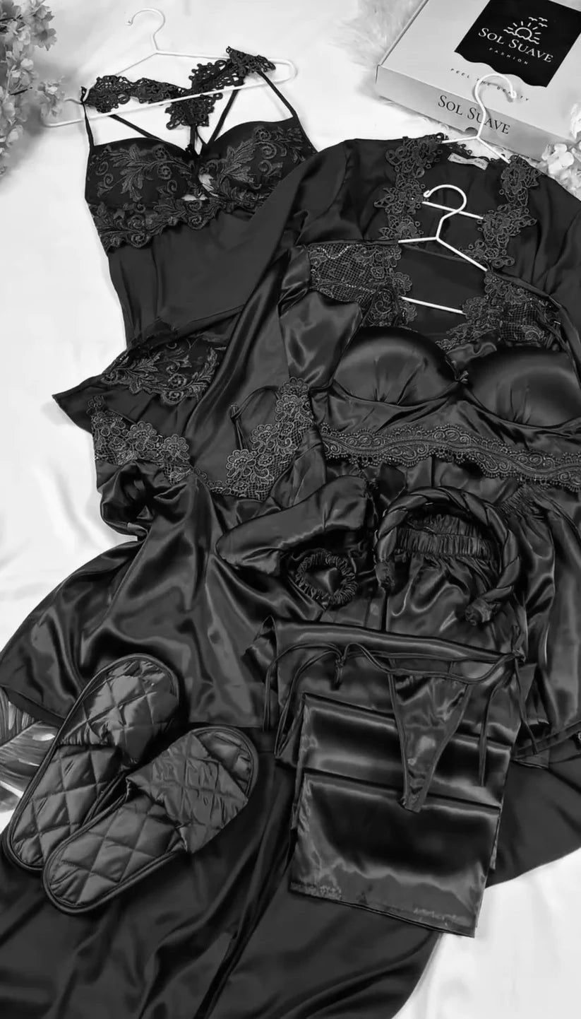 10 Pcs Luxury Silk Bridal Nightwear Set for Women