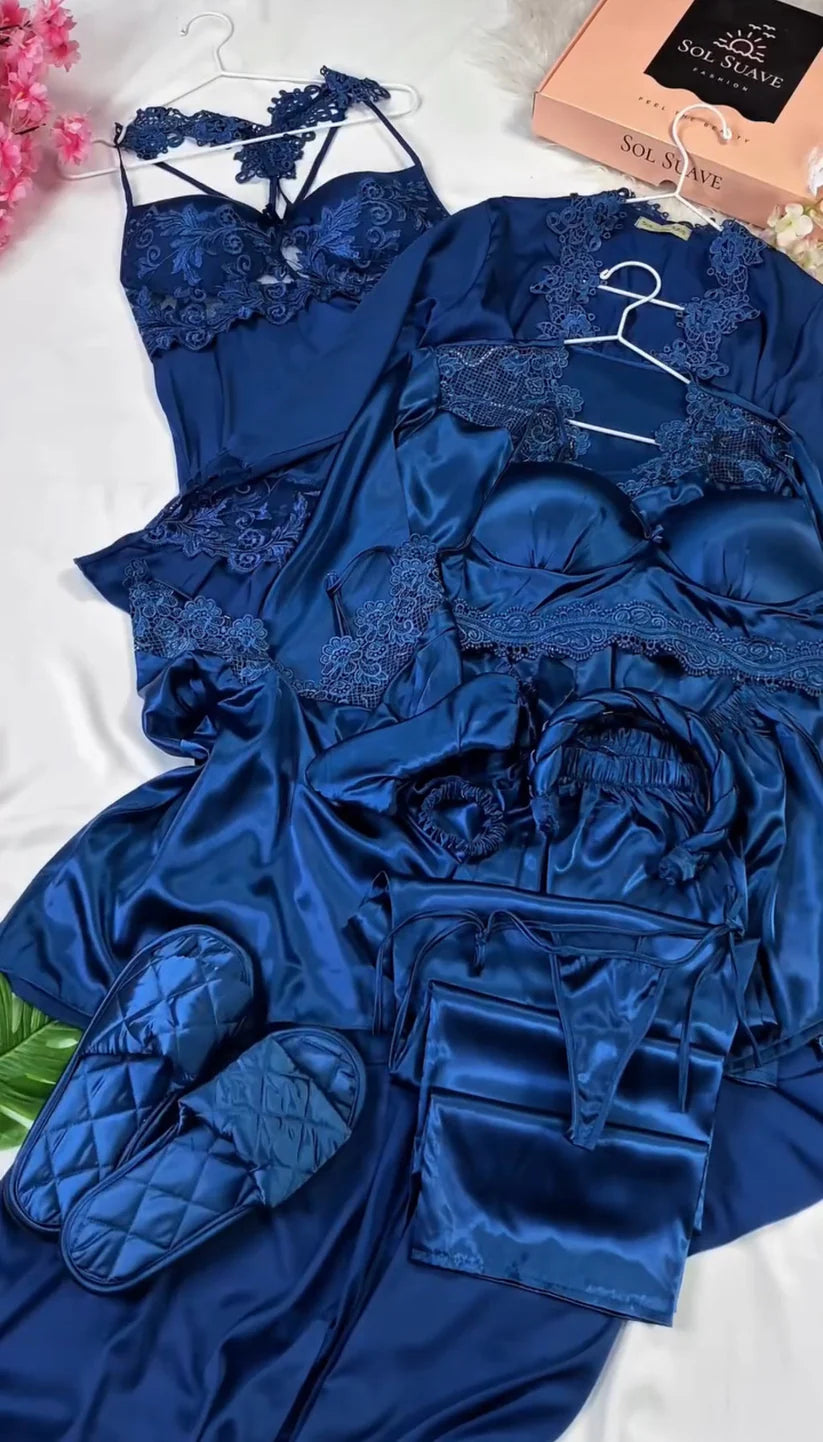 10 Pcs Luxury Silk Bridal Nightwear Set for Women