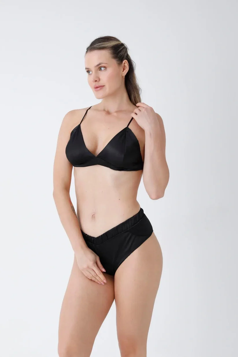 8 Piece Black Turkish Satin Nighty Set